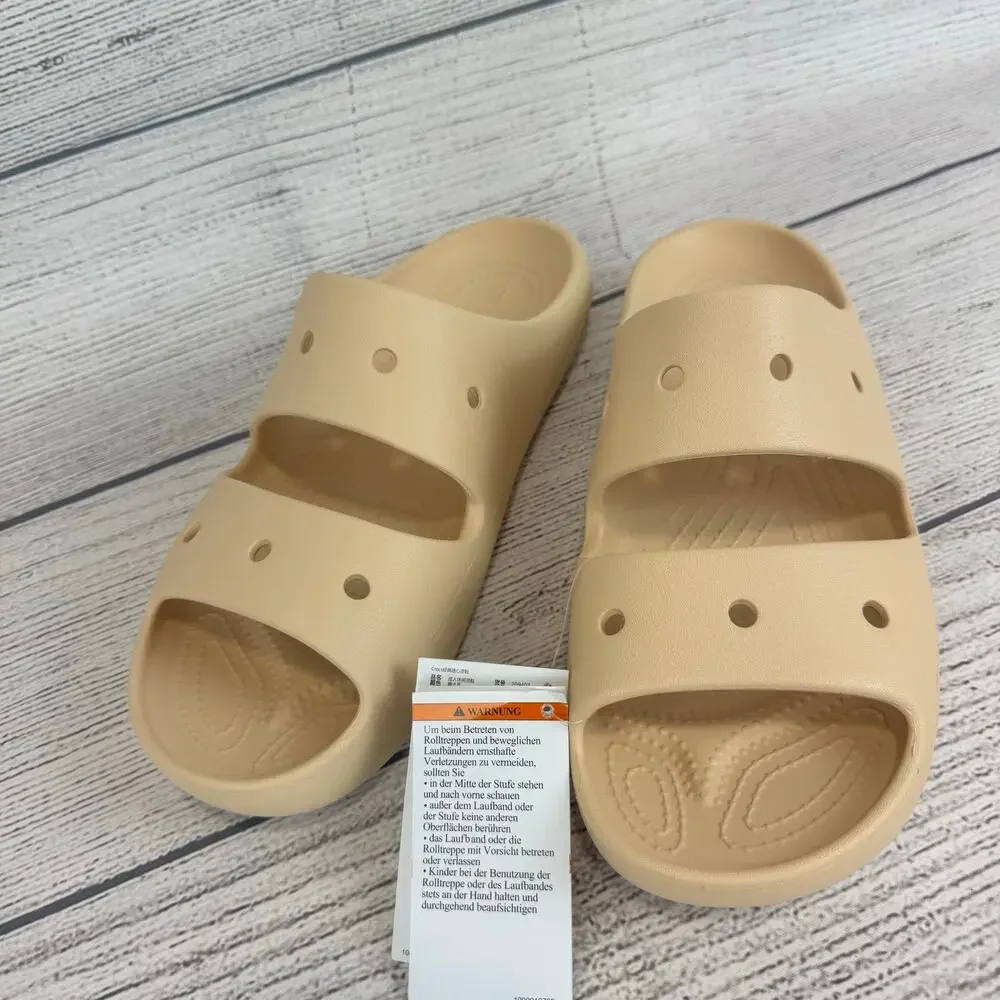Crocs Unisex Cream Classic Slip On Sandals Size Men's 11